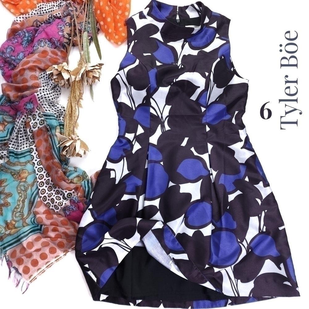 New Tyler Boe Blue Black White Dress Size 6